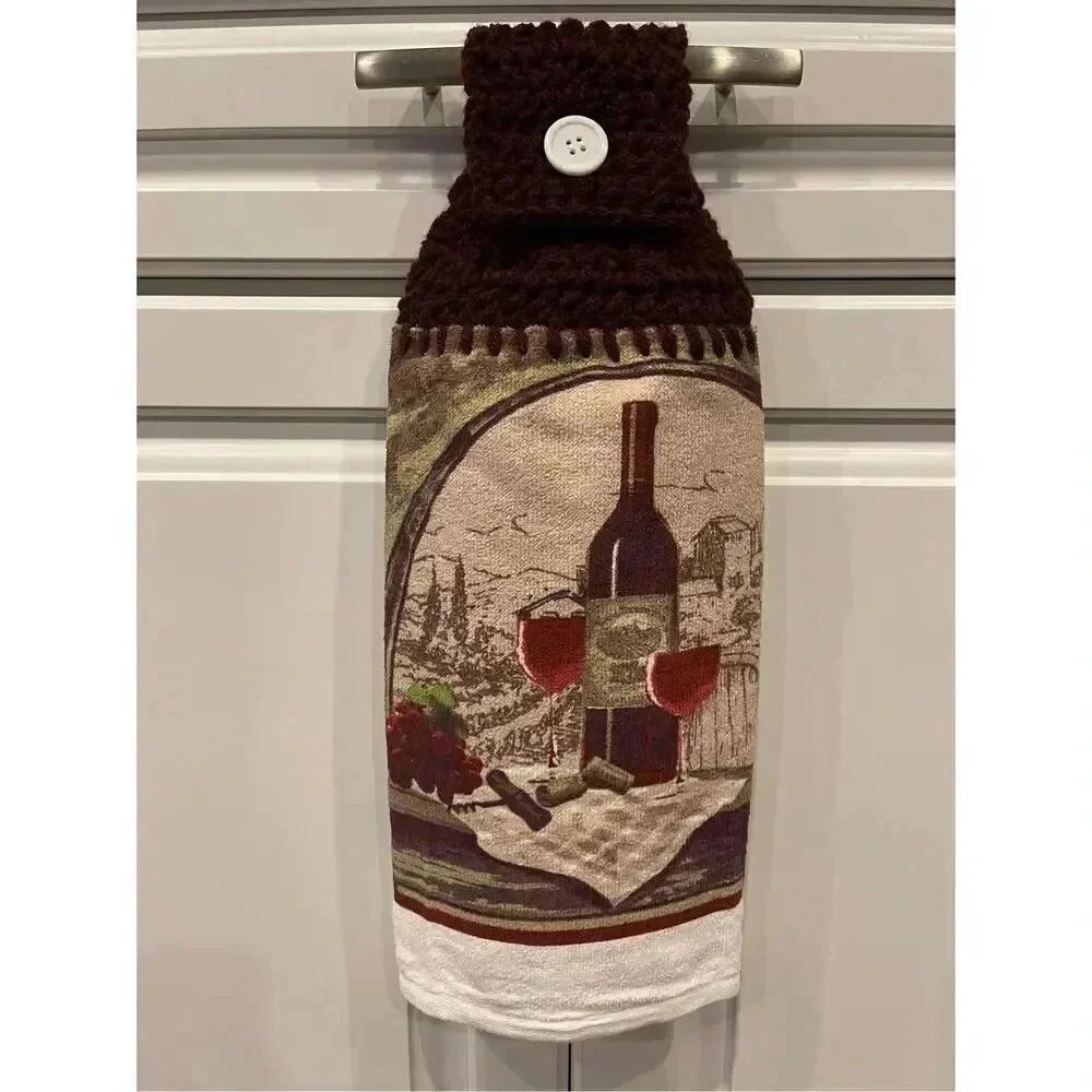 Crochet Top Kitchen Towel-Wine Country